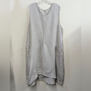 Lungo L'arno Sleeveless Beige Italian Linen Maxi Dress 3X Langenlook